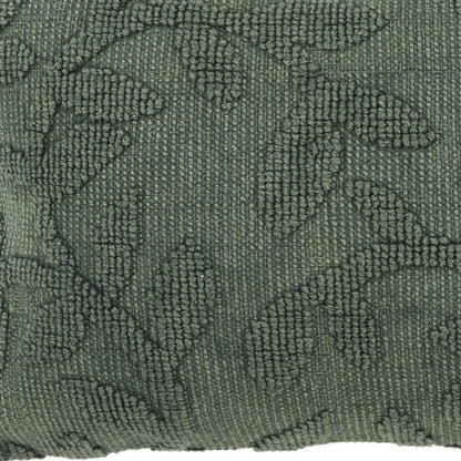 14" X 26" Green Cotton Lumbar Throw Pillow With Texture