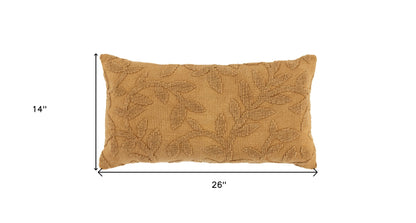 14" X 26" Pumpkin Botanical Cotton Throw Pillow With Texture