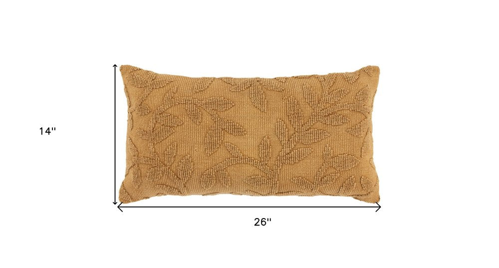 14" X 26" Pumpkin Cotton Lumbar Throw Pillow With Texture