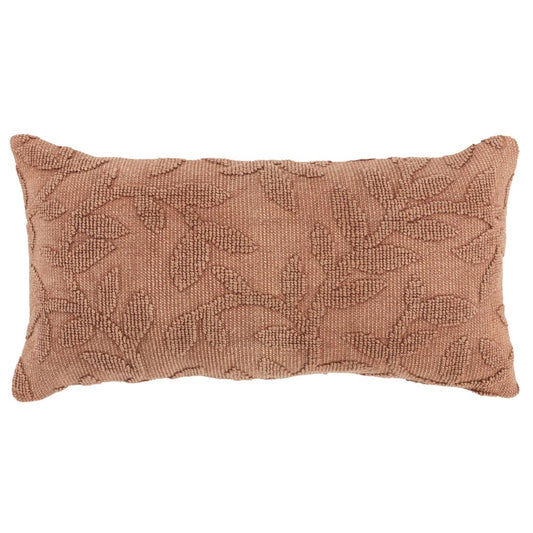 14" X 26" Terra Cotta Cotton Lumbar Throw Pillow With Texture