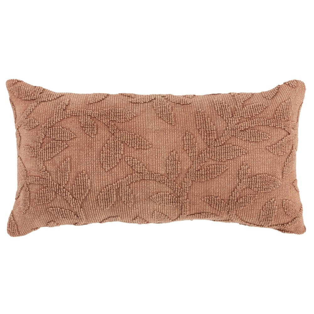 14" X 26" Terra Cotta Cotton Lumbar Throw Pillow With Texture