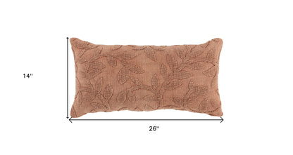 14" X 26" Terra Cotta Botanical Cotton Throw Pillow With Texture