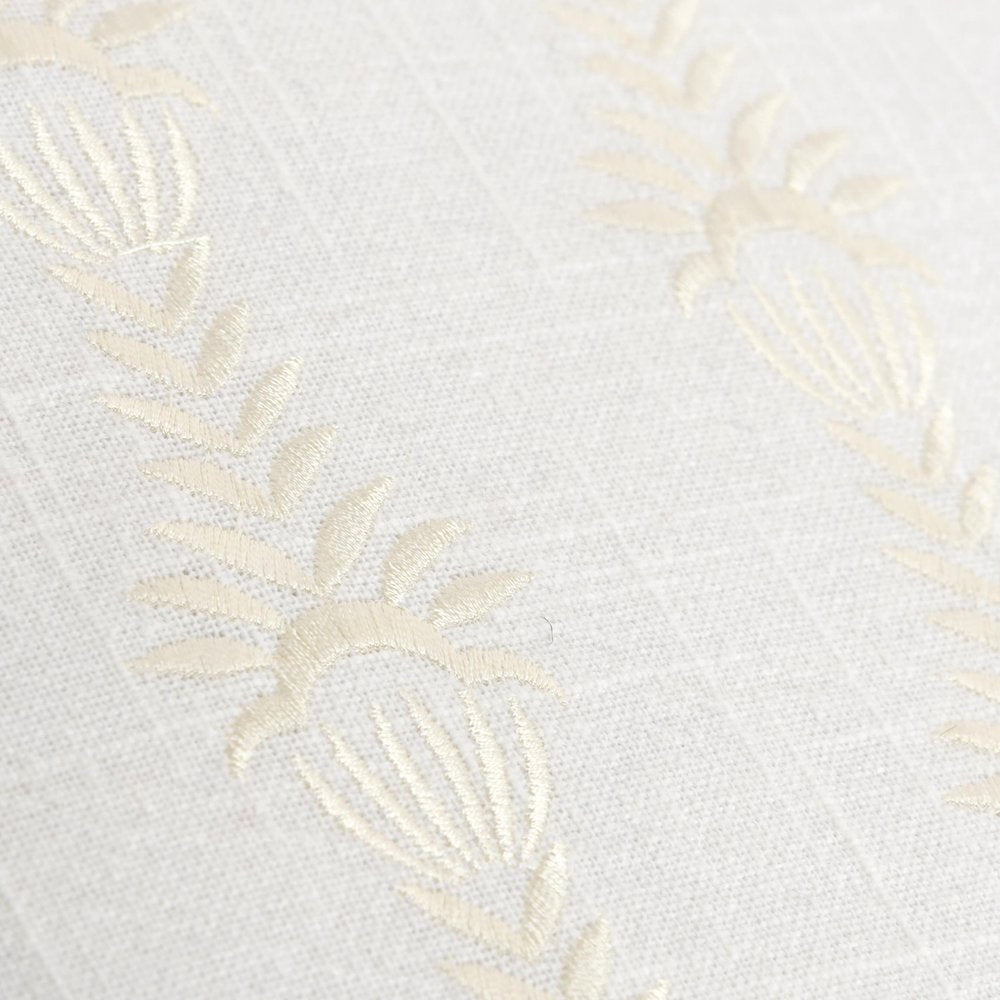 20" White Cotton Throw Pillow With Embroidery