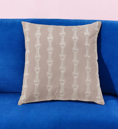 20" Pink and White Cotton Throw Pillow With Embroidery