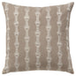 20" Taupe and White Cotton Throw Pillow With Embroidery
