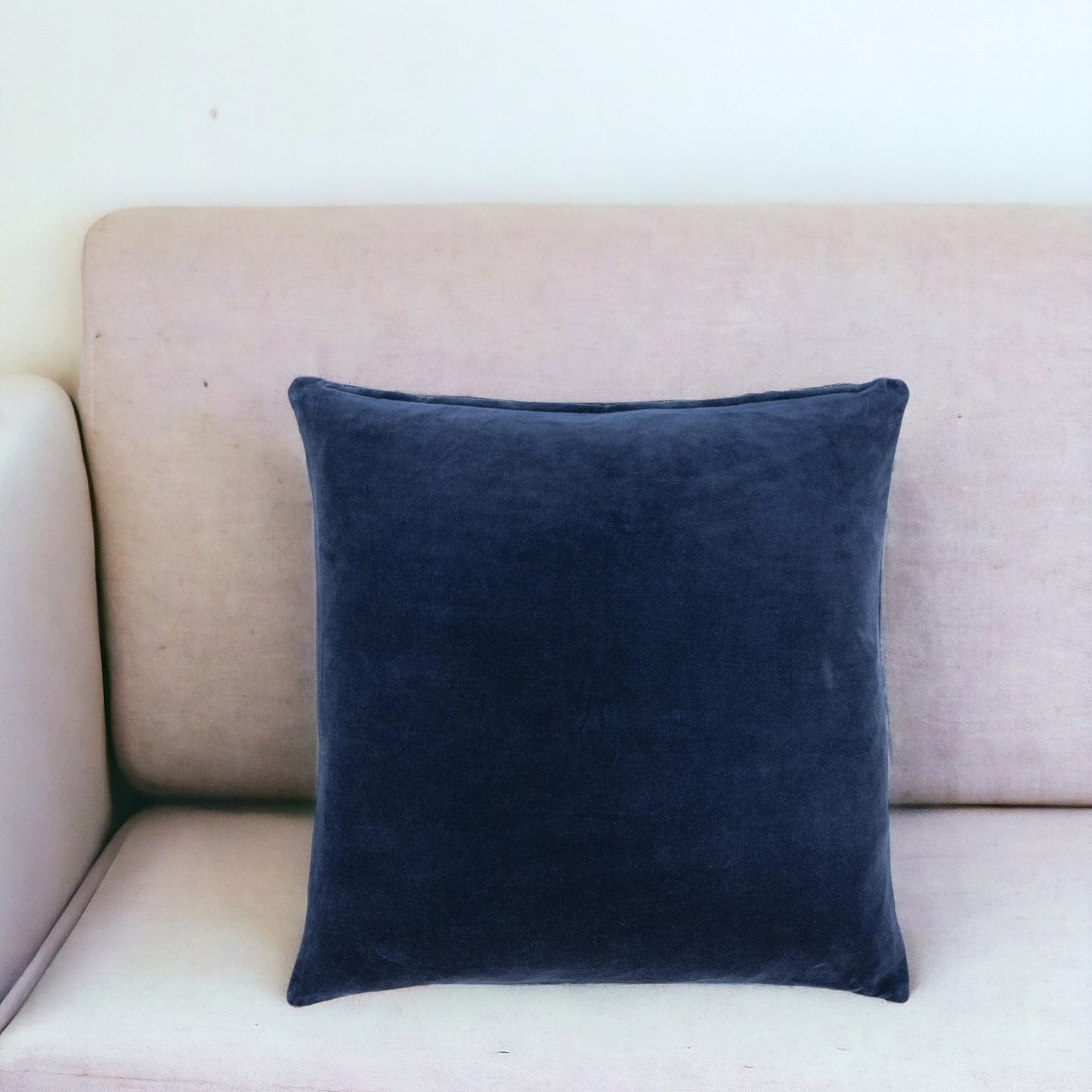 22" Blue Cotton Blend Throw Pillow