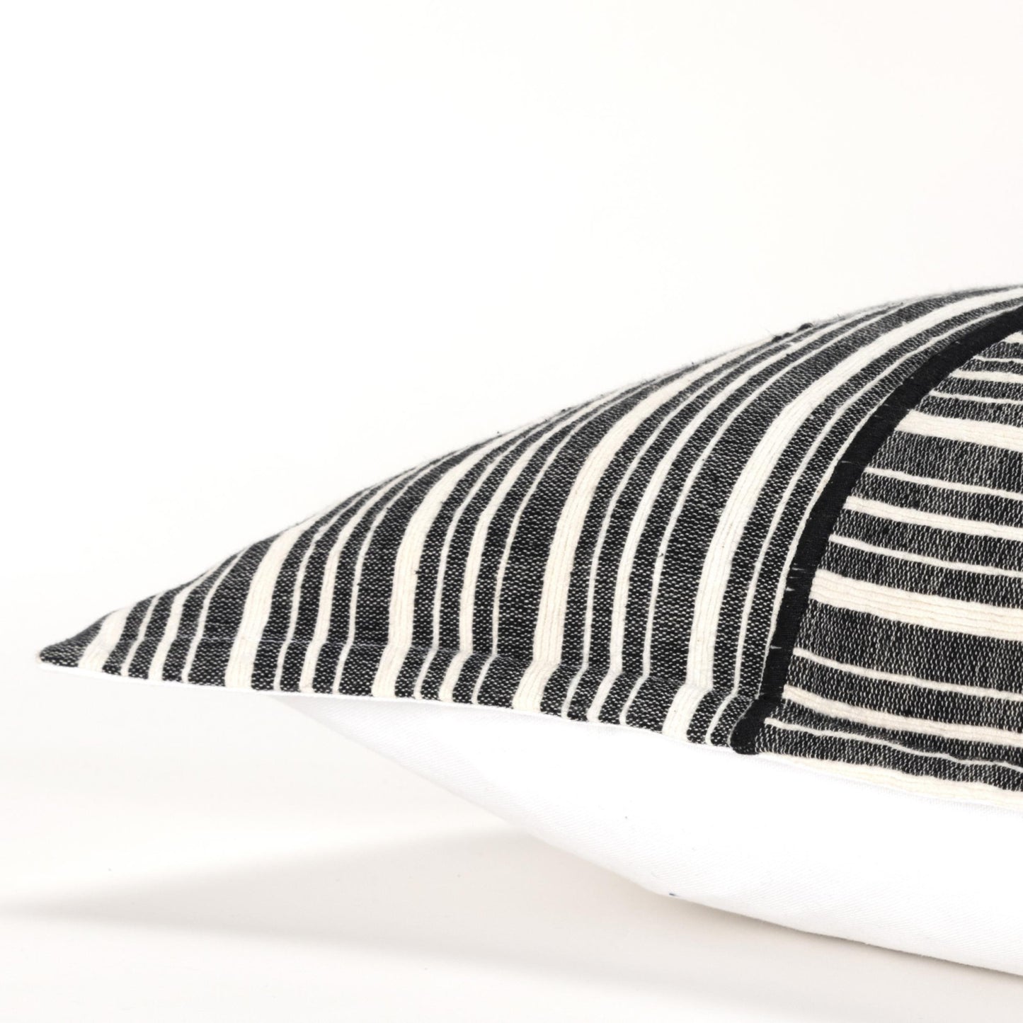 20" Black and White Cotton Pillow With Embroidery Edges