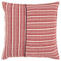 20" Red and Ivory Striped Cotton Throw Pillow