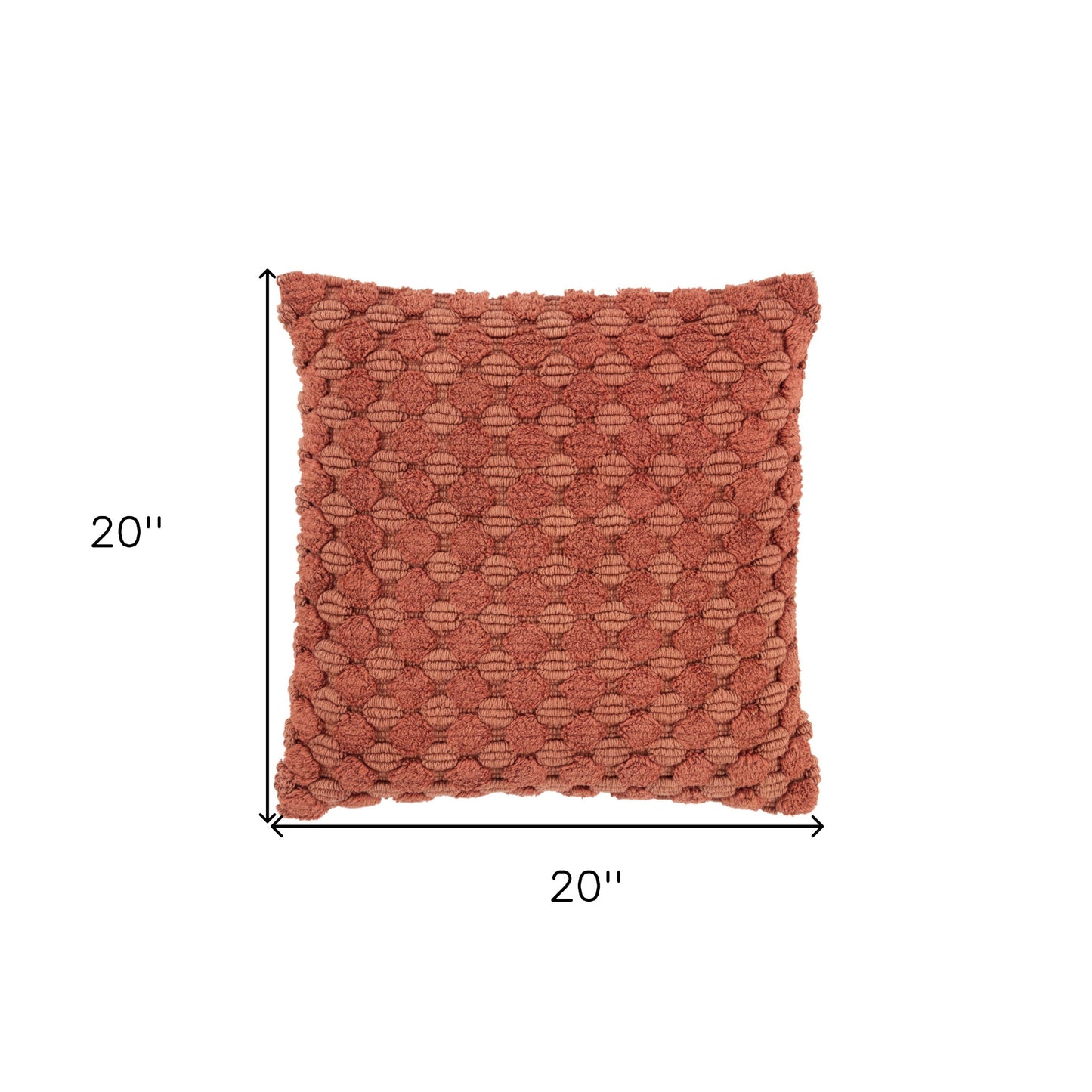 20" Terra Cotta Cotton Throw Pillow With Texture