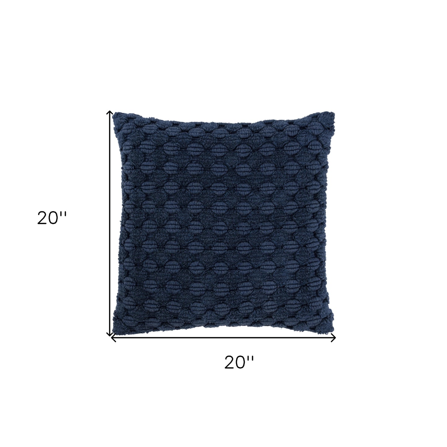 20" Blue Cotton Throw Pillow With Texture