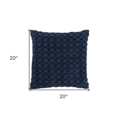 20" Blue Cotton Throw Pillow With Texture