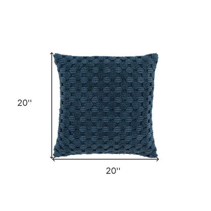 20" Teal Cotton Throw Pillow With Texture