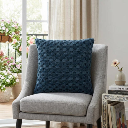 20" Teal Cotton Throw Pillow With Texture