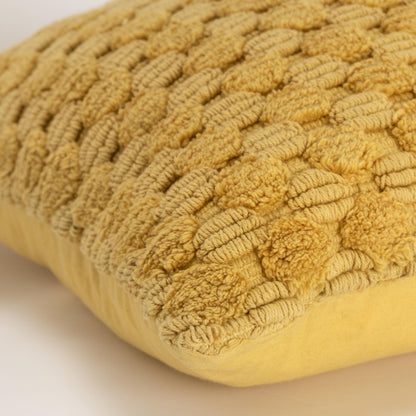 20" Yellow Cotton Throw Pillow With Texture