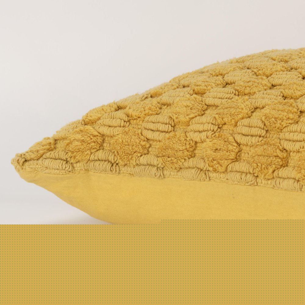20" Yellow Cotton Throw Pillow With Texture
