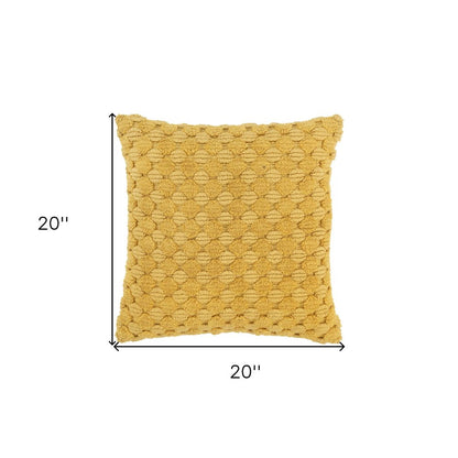 20" Yellow Cotton Throw Pillow With Texture