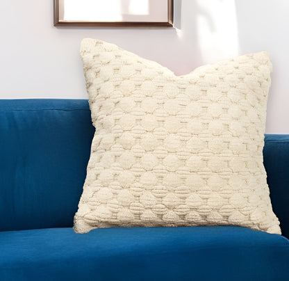 20" Ivory Cotton Throw Pillow With Texture