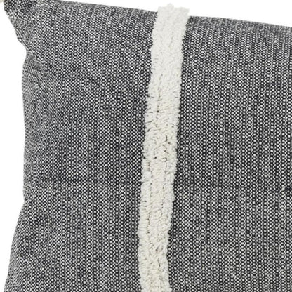 14" X 26" Black And White Weave Cotton Throw Pillow with Tassels