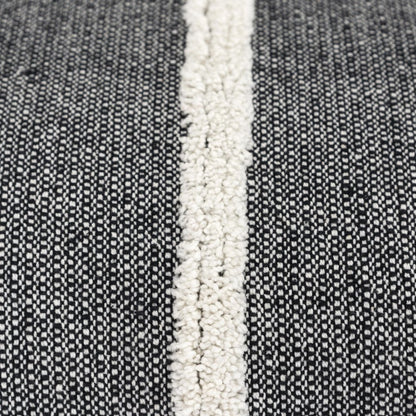 14" X 14" Black and White Cotton Pillow With Tassels Edges