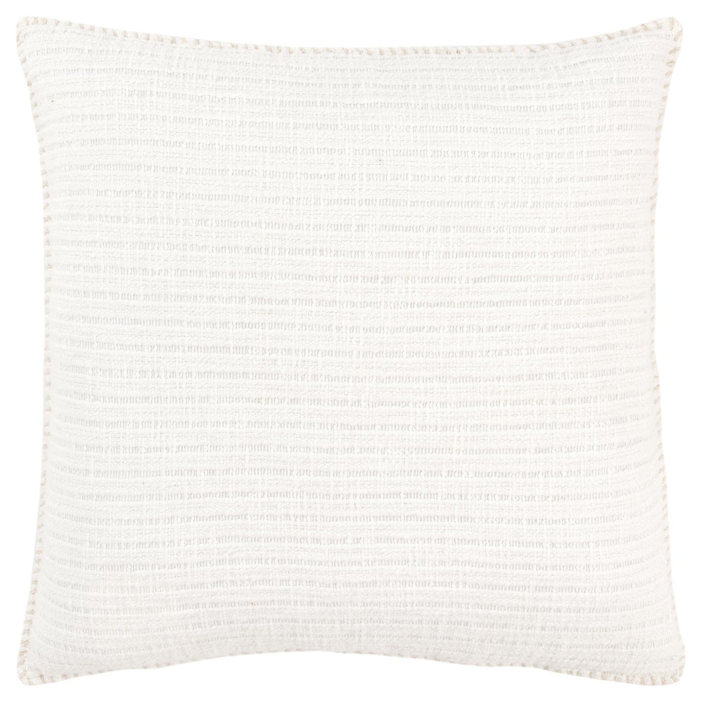 22" White Striped Cotton Throw Pillow