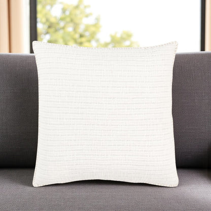 22" White Striped Cotton Throw Pillow