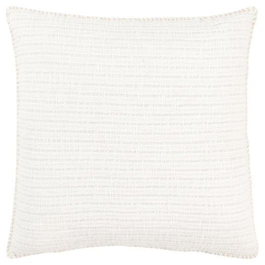 22" White Striped Cotton Throw Pillow