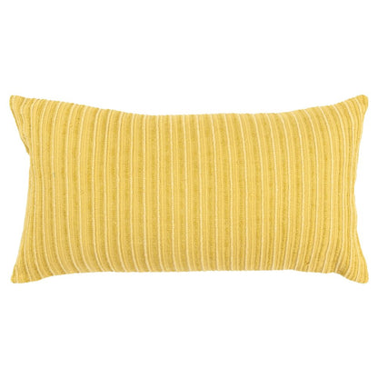 14" X 26" Yellow Lumbar Striped Cotton Blend Throw Pillow