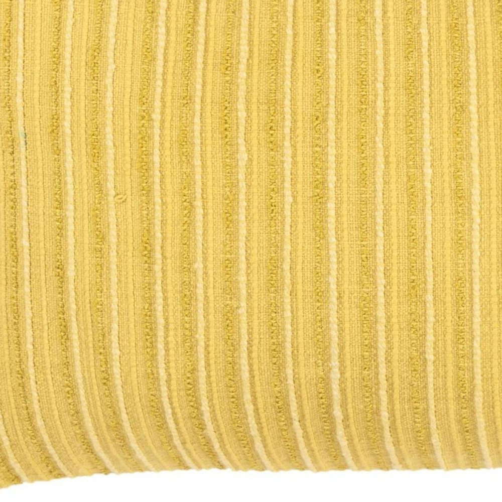 14" X 26" Yellow Lumbar Striped Cotton Blend Throw Pillow