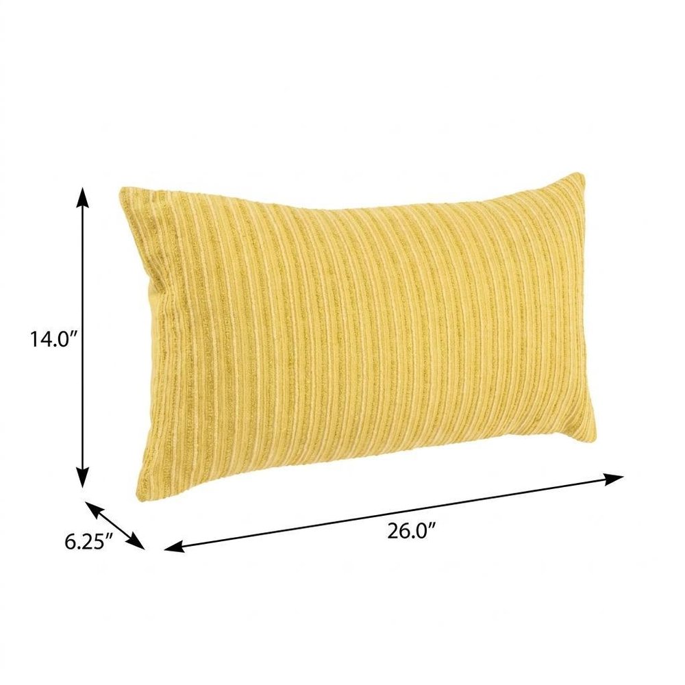 14" X 26" Yellow Lumbar Striped Cotton Blend Throw Pillow