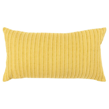 14" X 26" Yellow Lumbar Striped Cotton Blend Throw Pillow