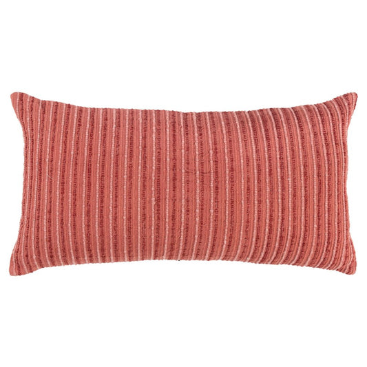 14" X 26" Terra Cotta Lumbar Striped Cotton Blend Throw Pillow