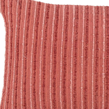 14" X 26" Terra Cotta Lumbar Striped Cotton Blend Throw Pillow