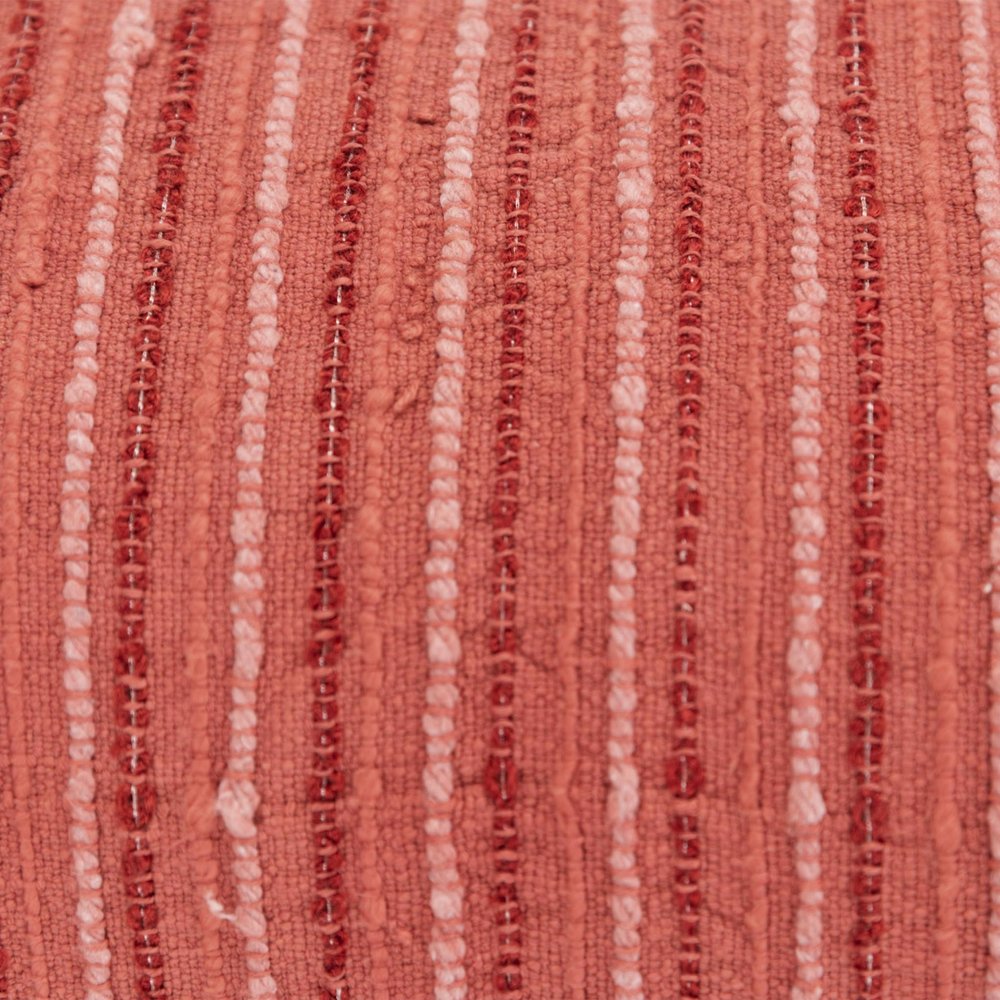 14" X 26" Terra Cotta Lumbar Striped Cotton Blend Throw Pillow