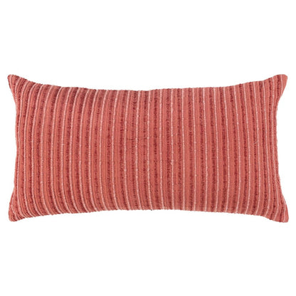 14" X 26" Terra Cotta Lumbar Striped Cotton Blend Throw Pillow