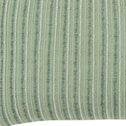 14" X 26" Green Lumbar Striped Cotton Blend Throw Pillow