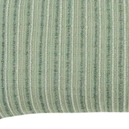 14" X 26" Green Lumbar Striped Cotton Blend Throw Pillow