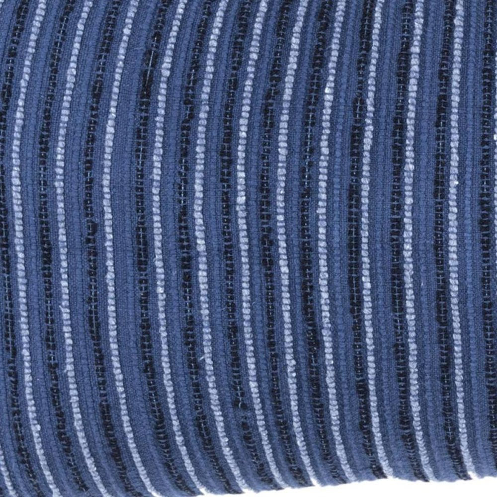 14" X 26" Blue Lumbar Striped Cotton Blend Throw Pillow