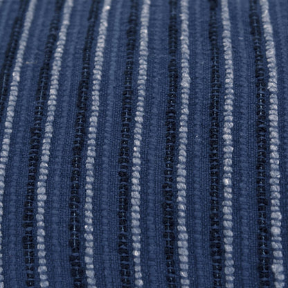14" X 26" Blue Lumbar Striped Cotton Blend Throw Pillow