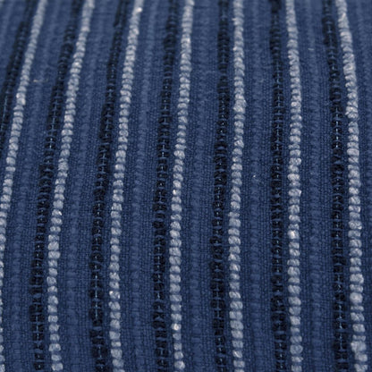 14" X 26" Blue Lumbar Striped Cotton Blend Throw Pillow