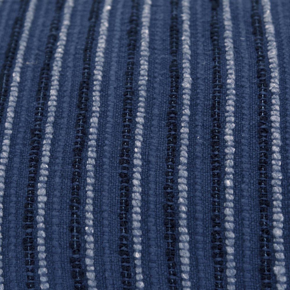 14" X 26" Blue Lumbar Striped Cotton Blend Throw Pillow