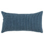 14" X 26" Blue Striped Cotton Blend Lumbar Throw Pillow