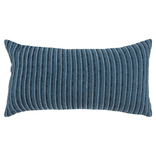 14" X 26" Blue Striped Cotton Blend Lumbar Throw Pillow