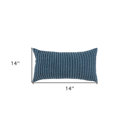 14" X 14" Blue Cotton Blend Pillow