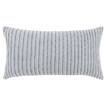14" X 26" Gray Lumbar Striped Cotton Blend Throw Pillow