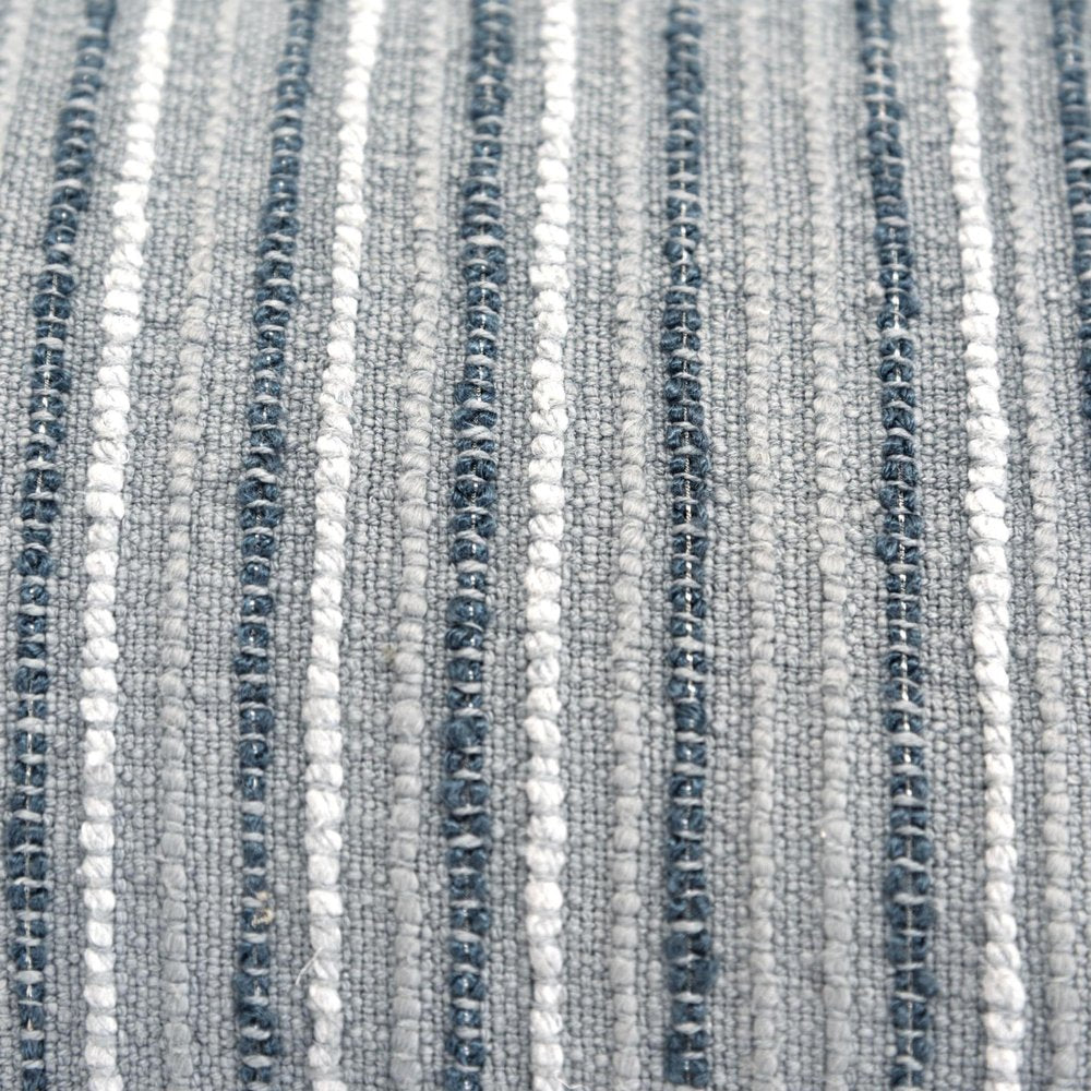 14" X 26" Gray Lumbar Striped Cotton Blend Throw Pillow