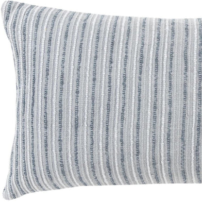 14" X 26" Gray Lumbar Striped Cotton Blend Throw Pillow