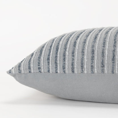 14" X 26" Gray Lumbar Striped Cotton Blend Throw Pillow