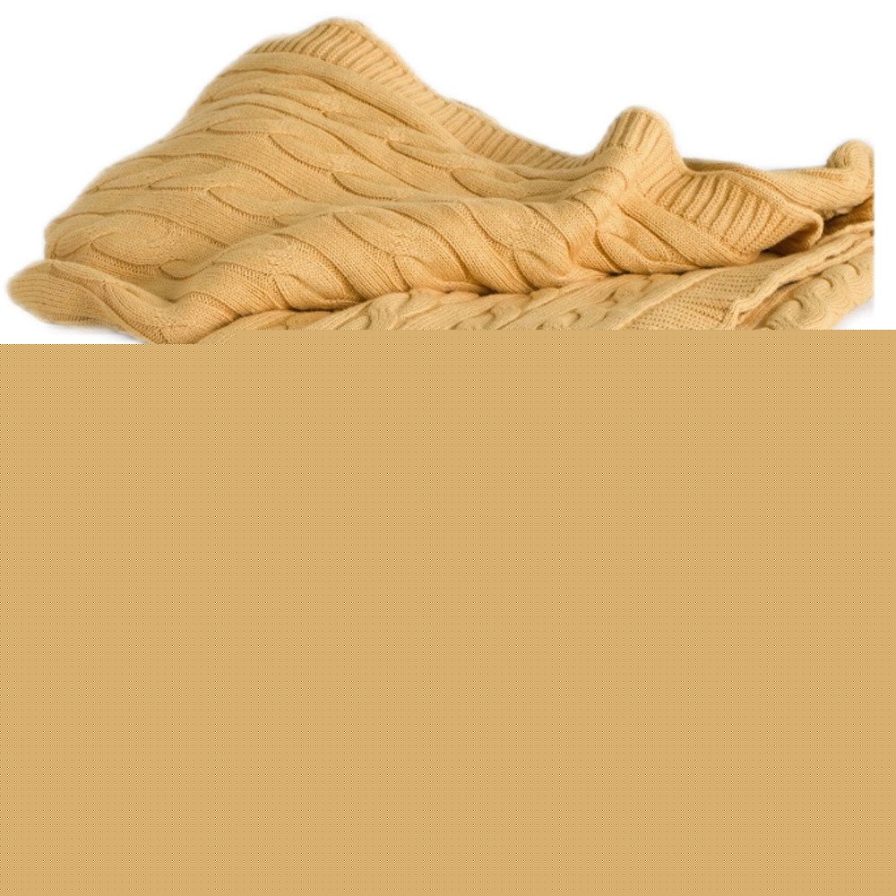 50" X 60" Yellow Cotton Cable Knitted Throw Throw Blanket