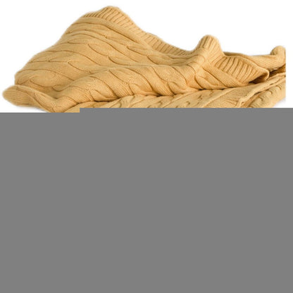 50" X 60" Yellow Cotton Cable Knitted Throw Throw Blanket