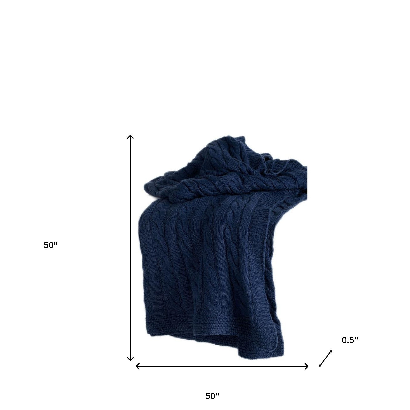 Blue Knitted 100% Cotton Throw Blanket